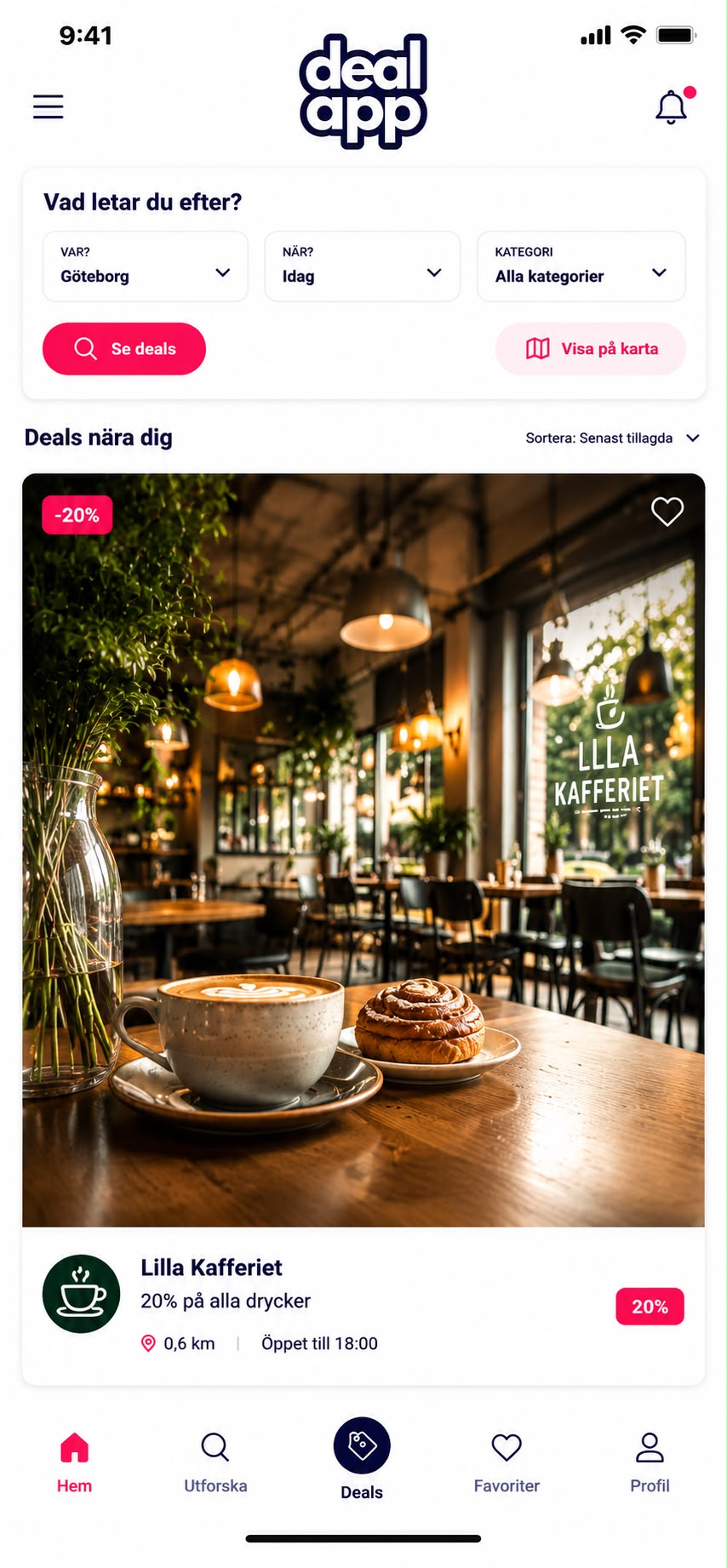 DealApp erbjudandevy med rabatt